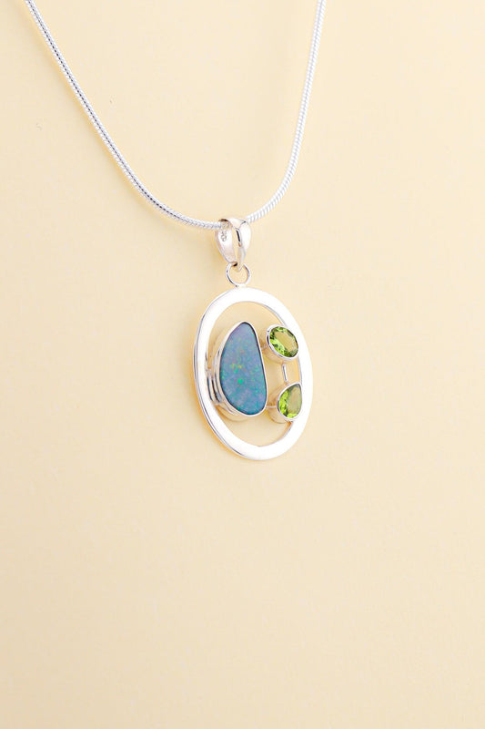 Australian Opal and Peridot Pendant | OPLM8