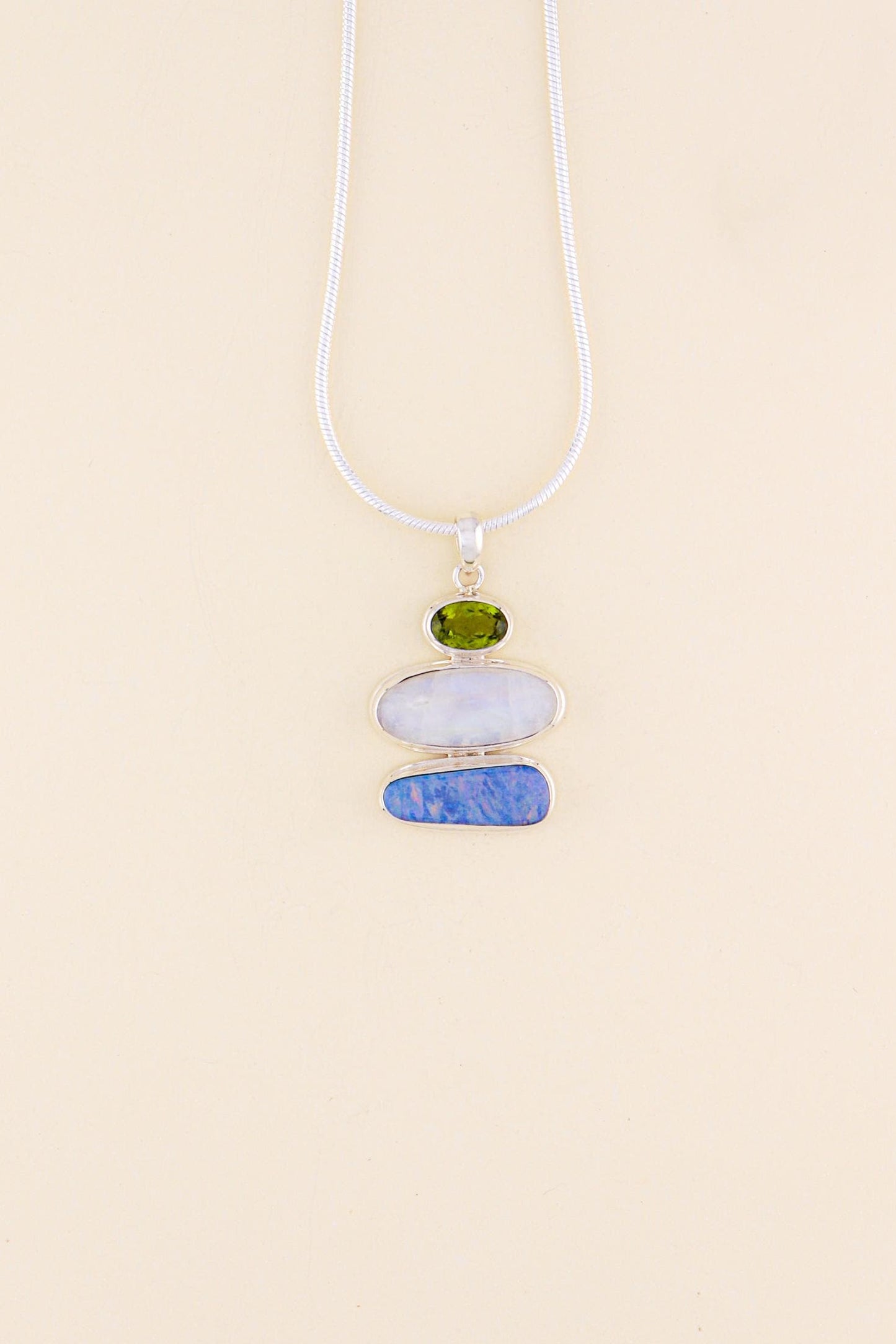 Australian Opal, Peridot and Moonstone Pendant | OPLM6