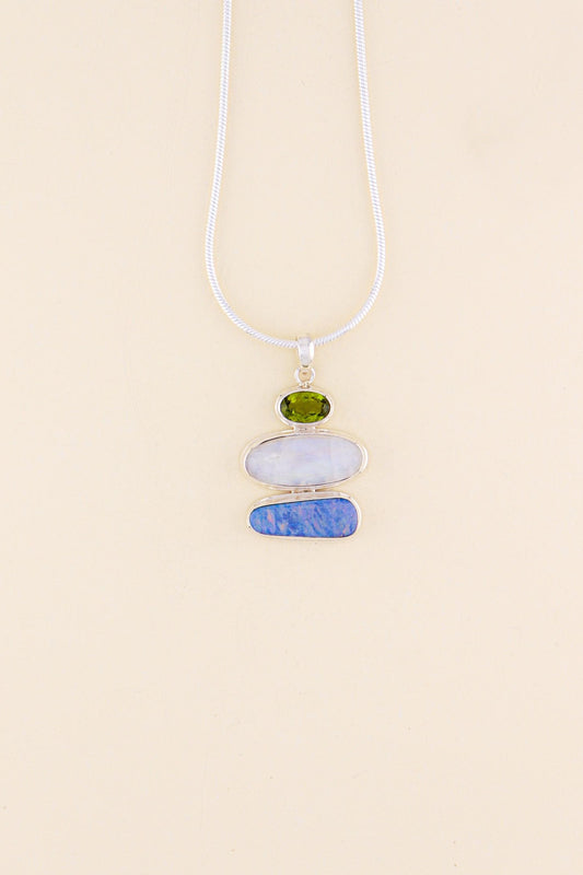 Australian Opal, Peridot and Moonstone Pendant | OPLM6