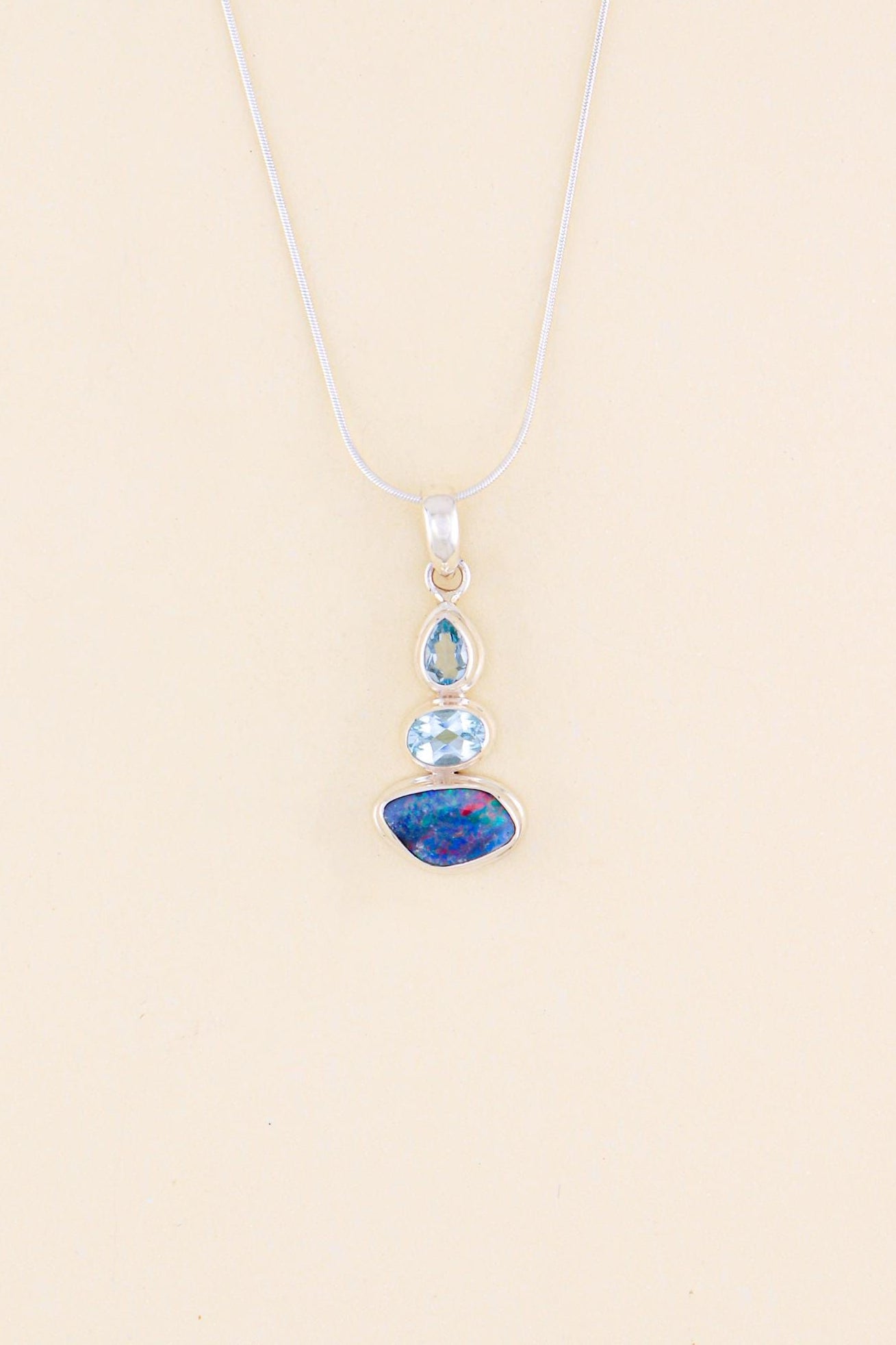Australian Opal and Blue Topaz Pendant | OPLM3