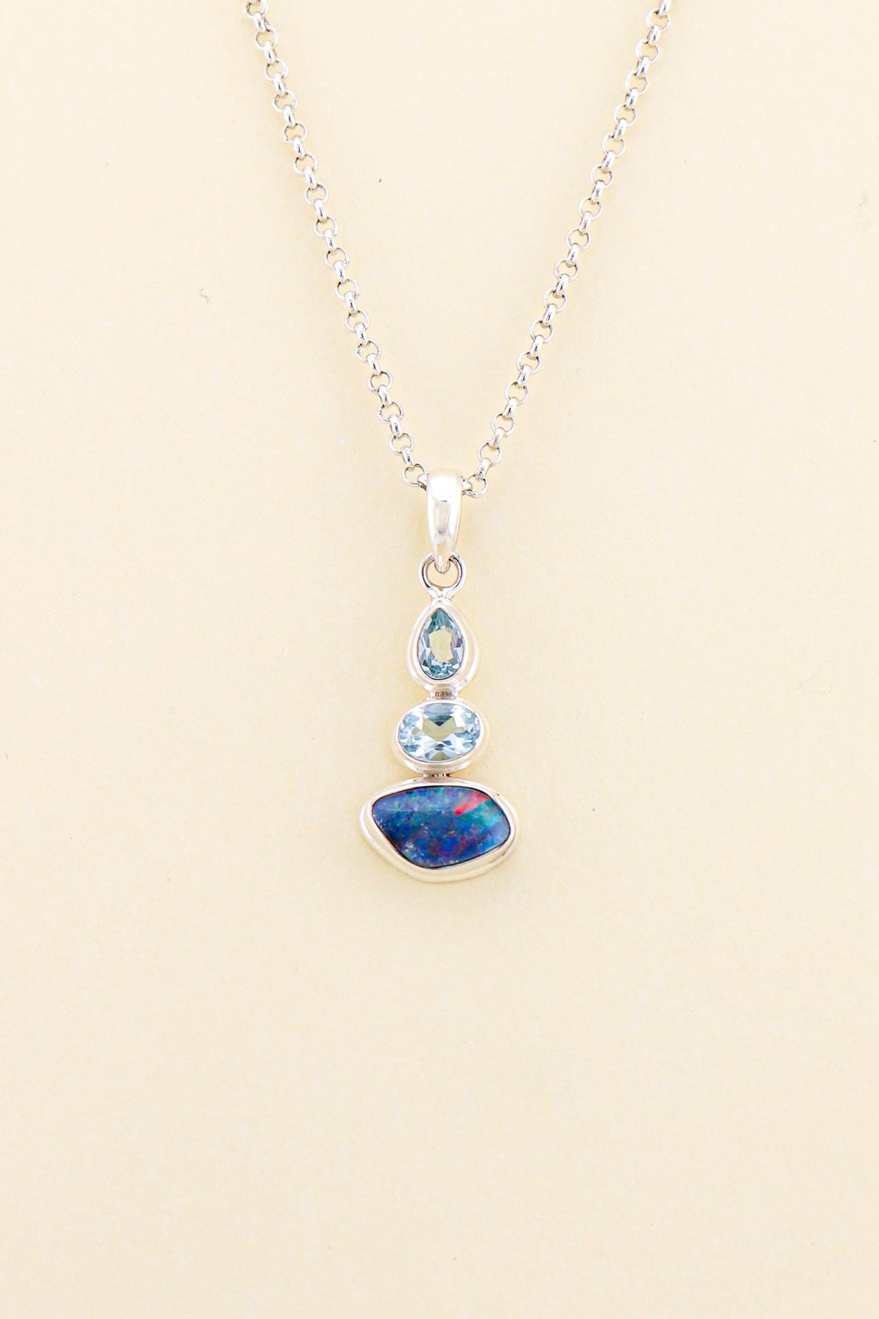 Australian Opal and Blue Topaz Pendant | OPLM3