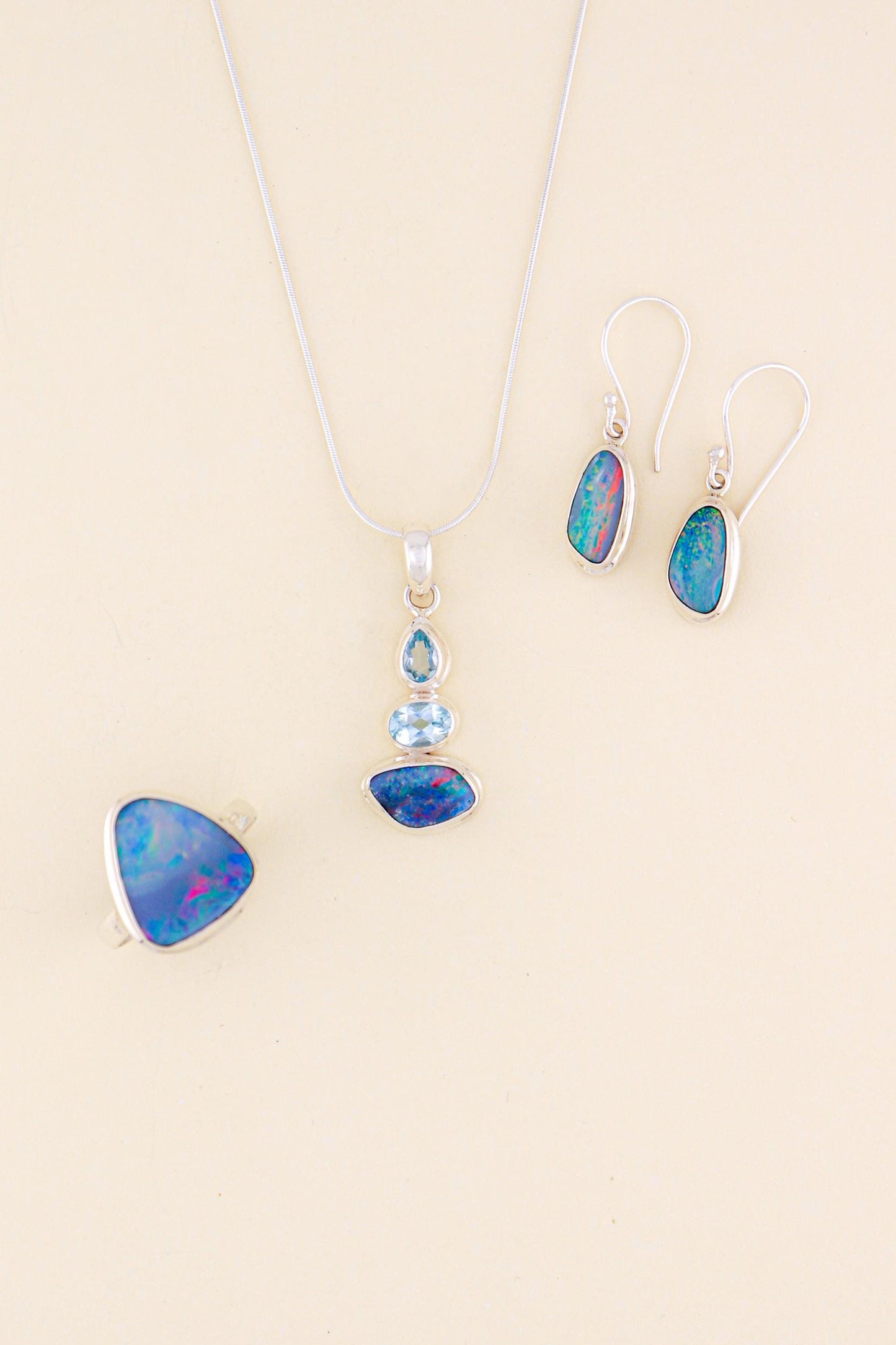Australian Opal and Blue Topaz Pendant | OPLM3