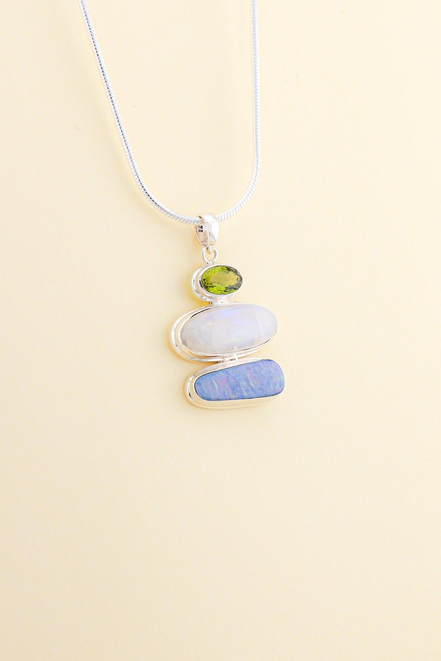 Australian Opal, Peridot and Moonstone Pendant | OPLM6