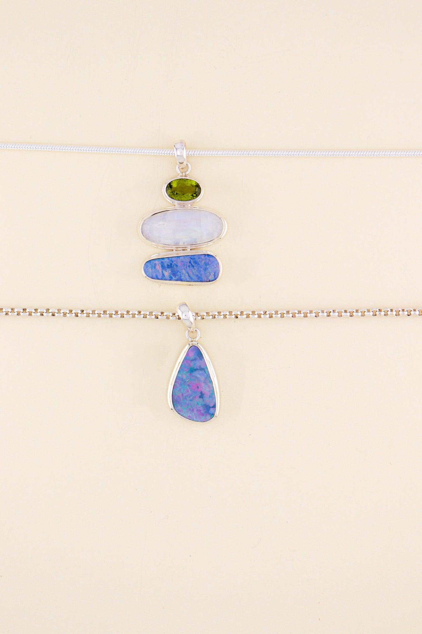 Australian Opal, Peridot and Moonstone Pendant | OPLM6
