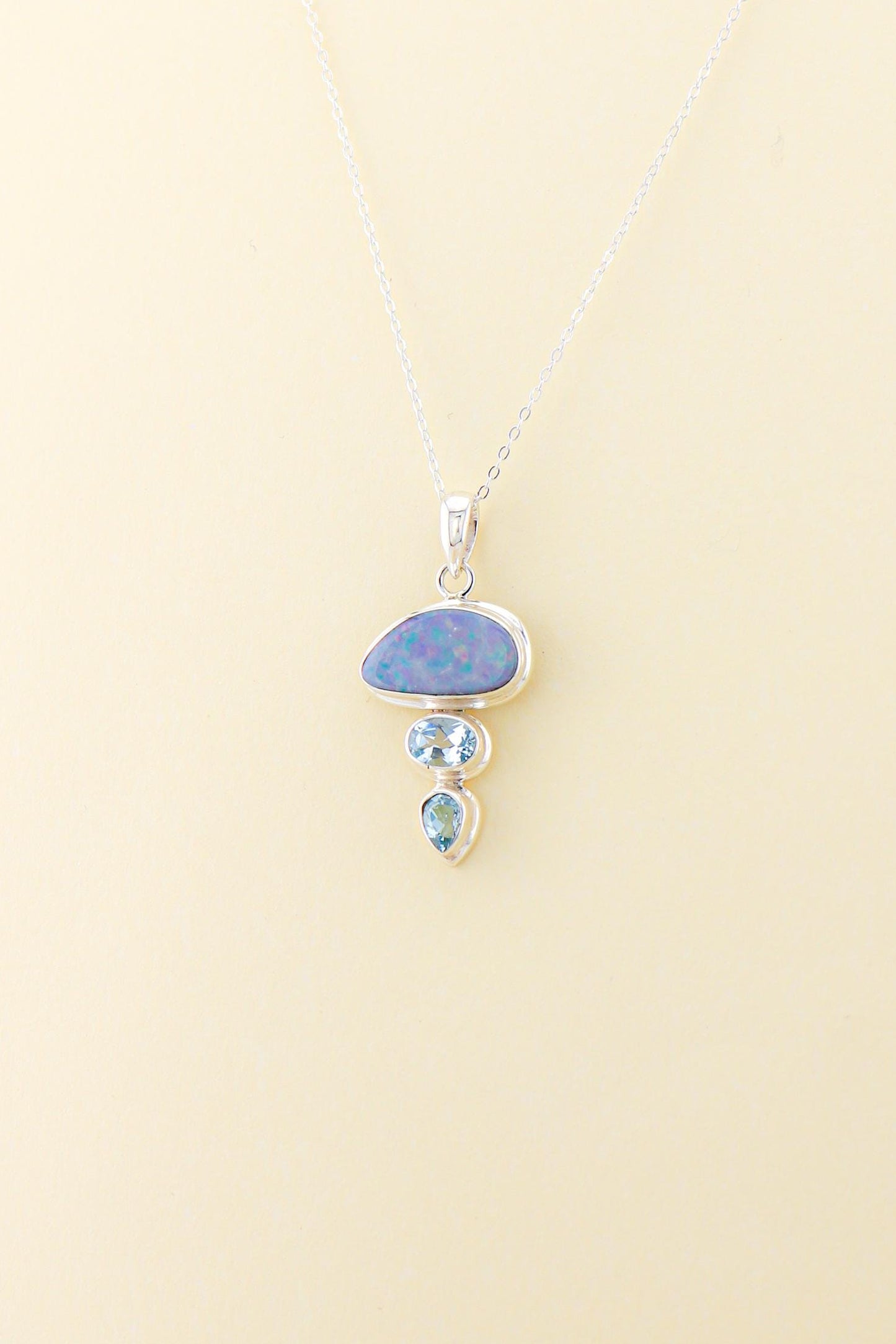 Australian Opal and Blue Topaz Pendant | OPLM10