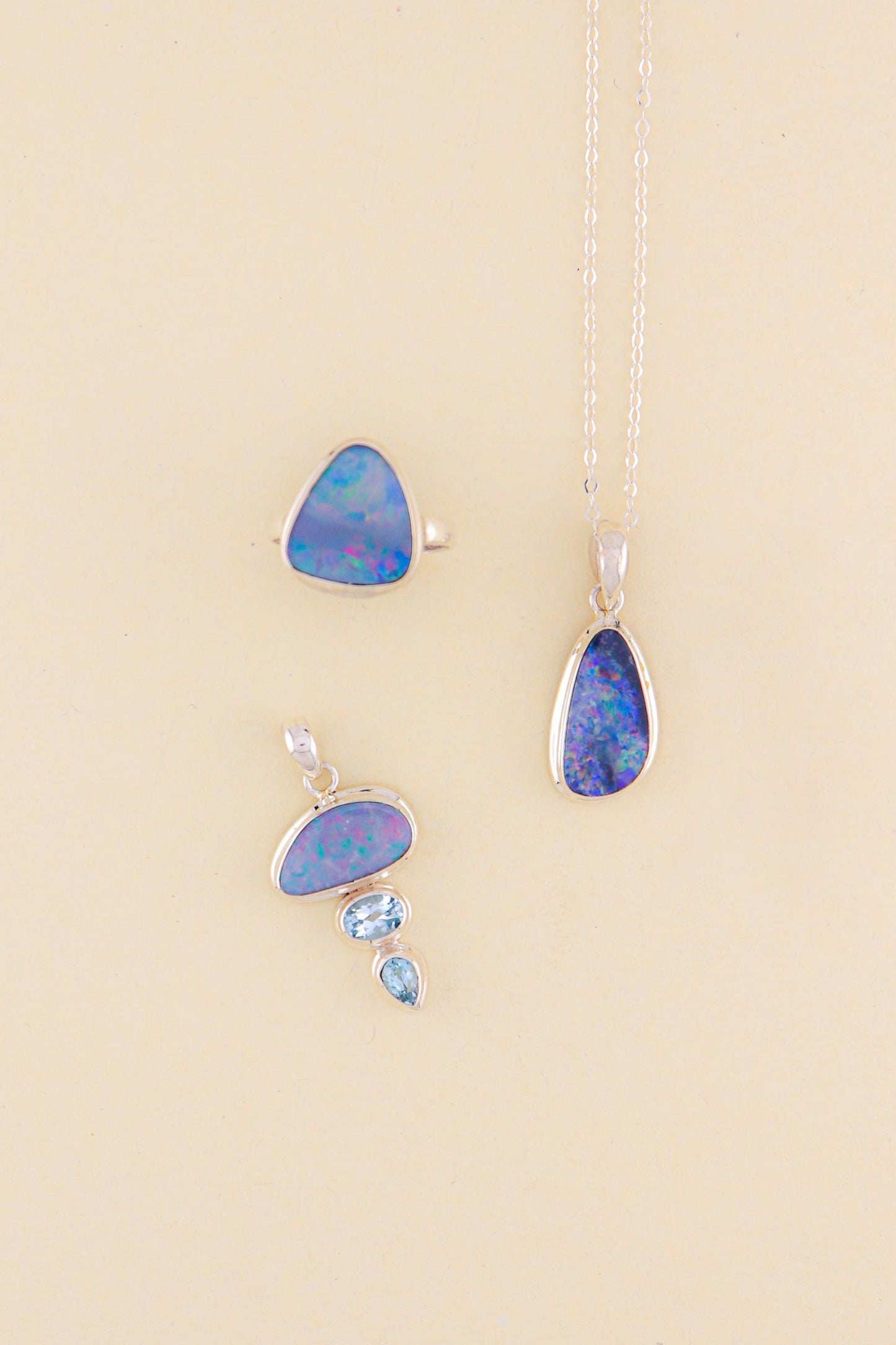 Australian Opal and Blue Topaz Pendant | OPLM10