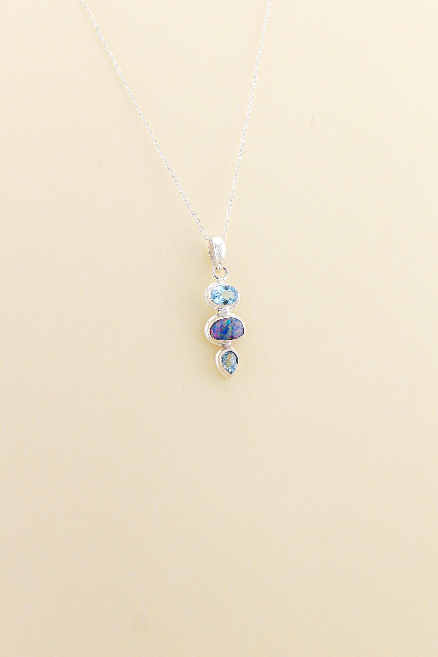 Australian Opal and Blue Topaz Pendant | OPLM12