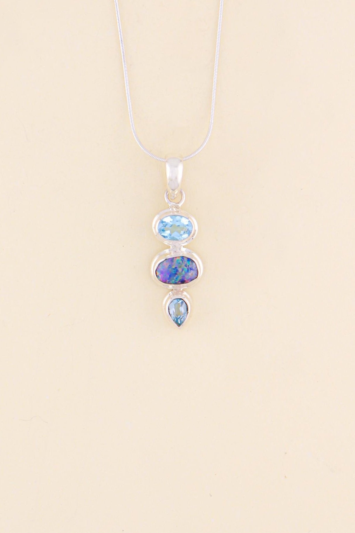 Australian Opal and Blue Topaz Pendant | OPLM12