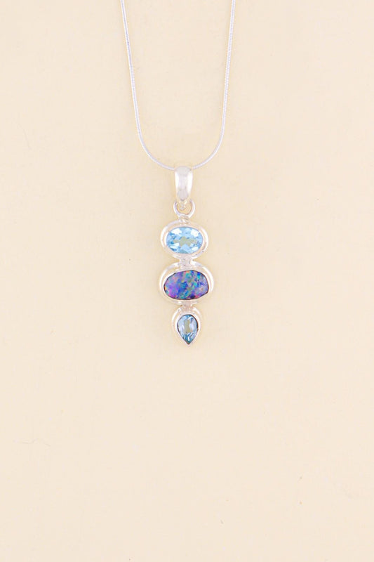 Australian Opal and Blue Topaz Pendant | OPLM12