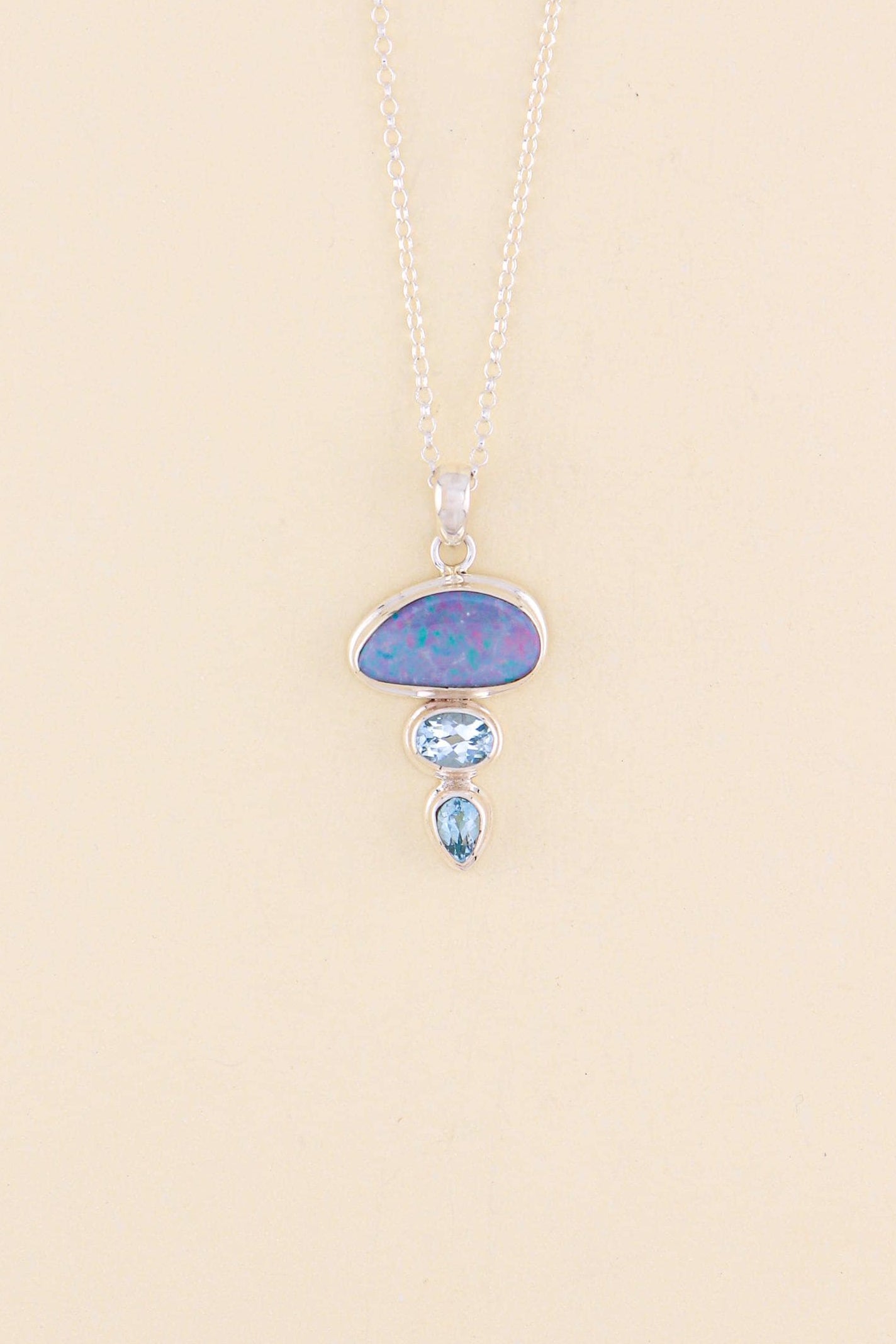 Australian Opal and Blue Topaz Pendant | OPLM10