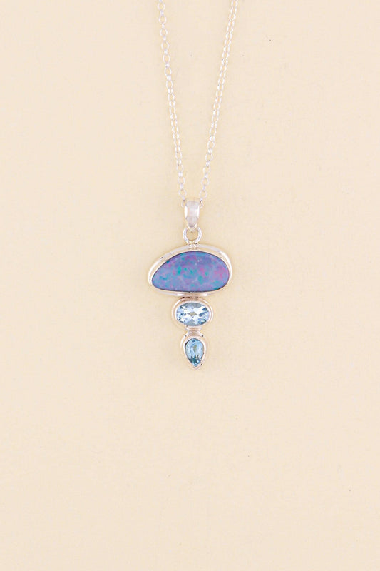 Australian Opal and Blue Topaz Pendant | OPLM10