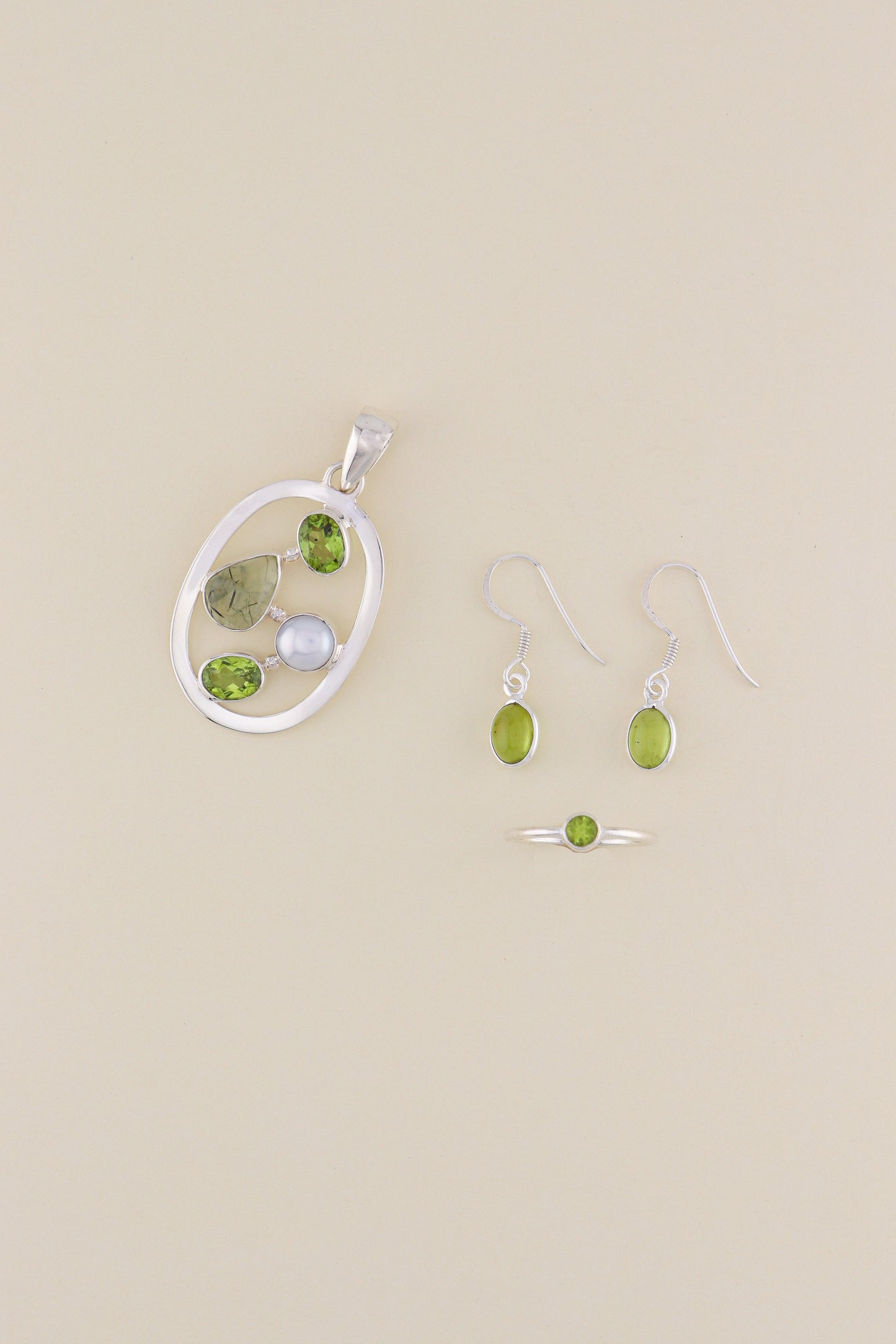 Peridot, Prehnite and Fresh Water Pear Pendant | PERIPM2