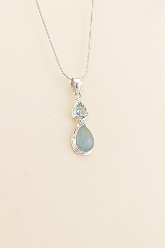 Aquamarine and Blue Topaz Pendant | AQPM6