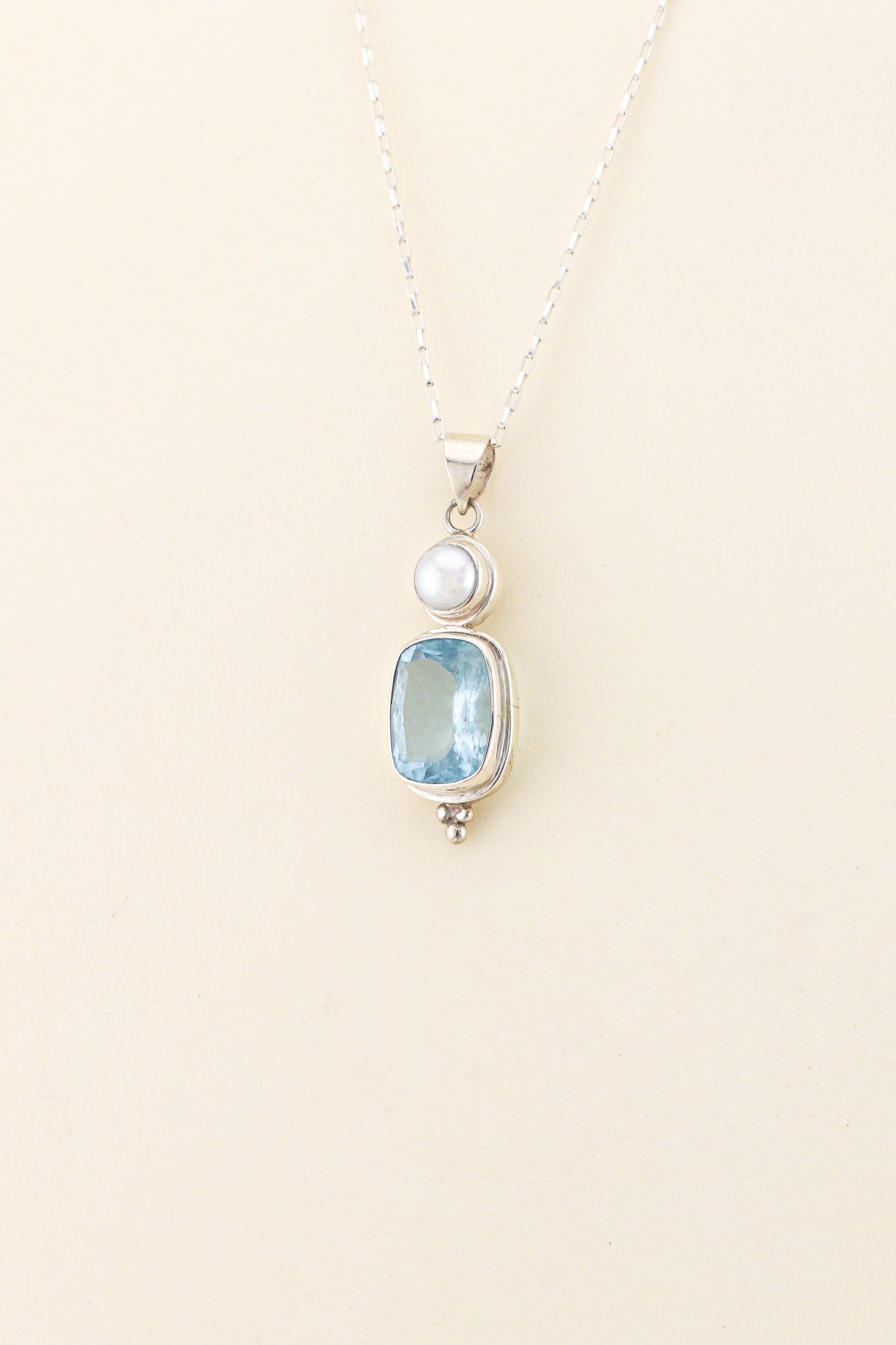 Aquamarine and Freshwater Pearl Pendant | AQPM7