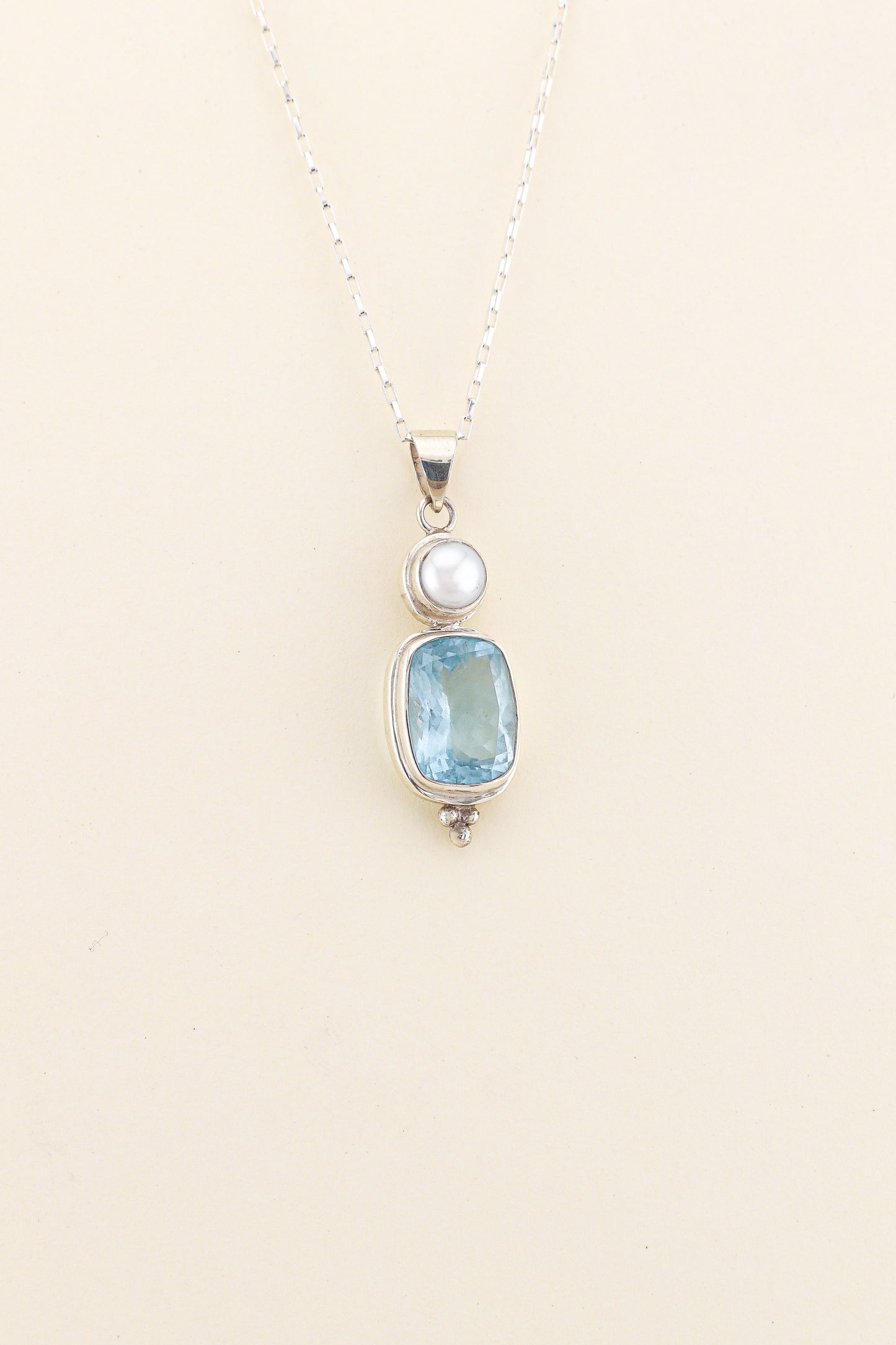 Aquamarine and Freshwater Pearl Pendant | AQPM7