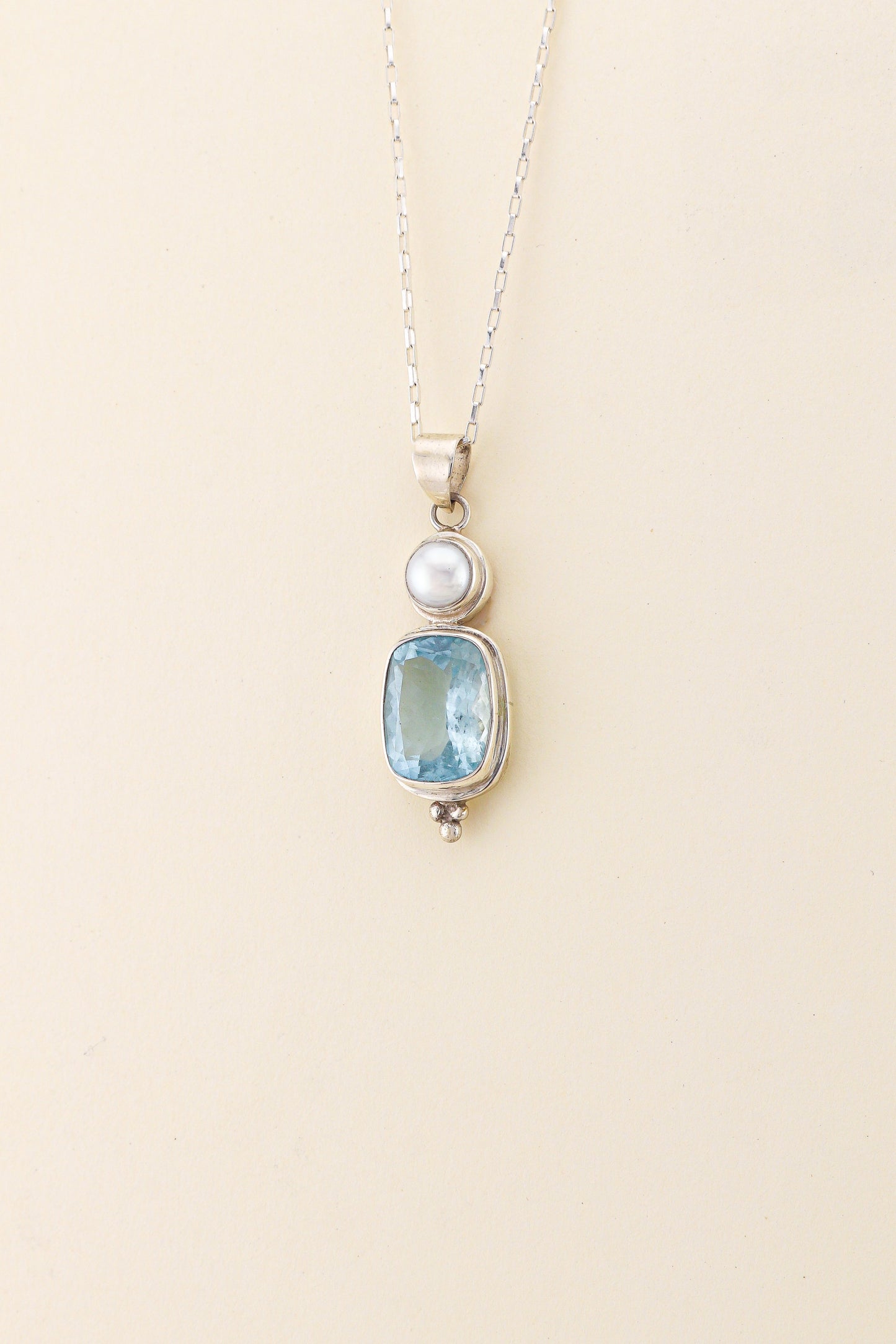 Aquamarine and Freshwater Pearl Pendant | AQPM7